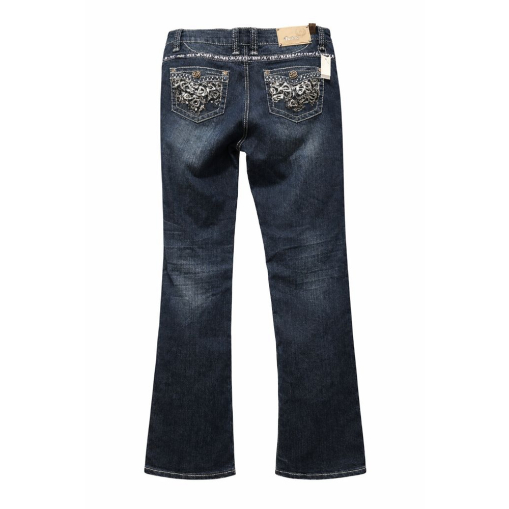 Adiktd Embellished Bootcut Jeans Size 12 Dark Wash Stretch Bling Pockets 32x34 - Picture 2 of 7